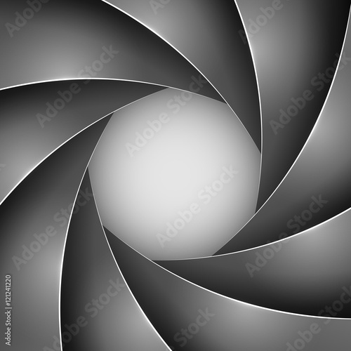 Abstract black photo shutter aperture vector background.