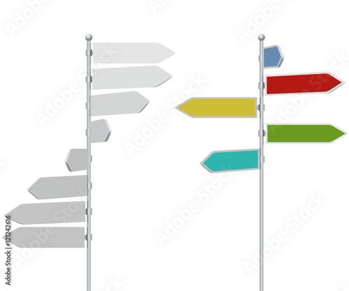 Road direction arrow sign post template