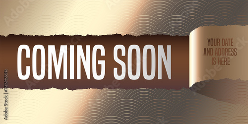 Grand opening, coming soon vector banner, illustration