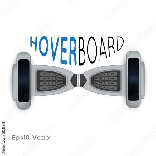 white electric two wheels balance board. Hoverboard gyroscooter.