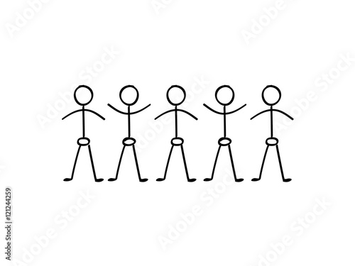 Vector stick figure people holding hands