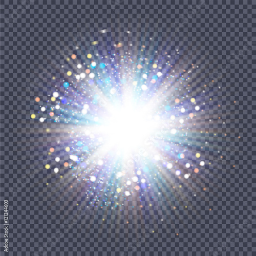 Glow light effect. Star burst with sparkles