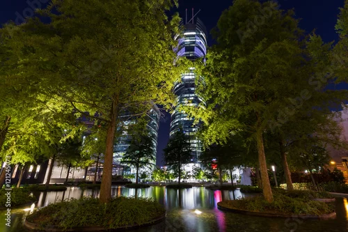 Obraz Biurowce w Warszawie nocą