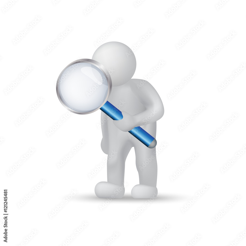 3D People With A Magnifying Glass - Isolated On White Background. Vector Illustration, Graphic Design. For Web, Websites, Print Material, Template 3D People With A Magnifying Glass - Isolated On White Background. Vector Illustration, Graphic Design. For Web, Websites, Print Material, Template