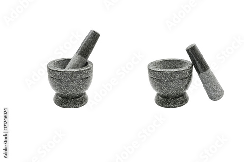 Set of Mortar and Pestle Isolated on a White Background