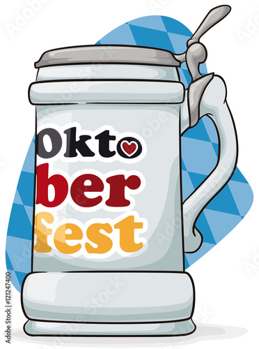 Traditional Stein For Oktoberfest Event, Vector Illustration