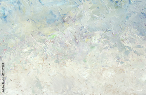 Winter abstract light  white blue palette knife  oil painting background