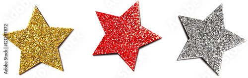 Glitter Sterne Set -  Gold, rot, silber
