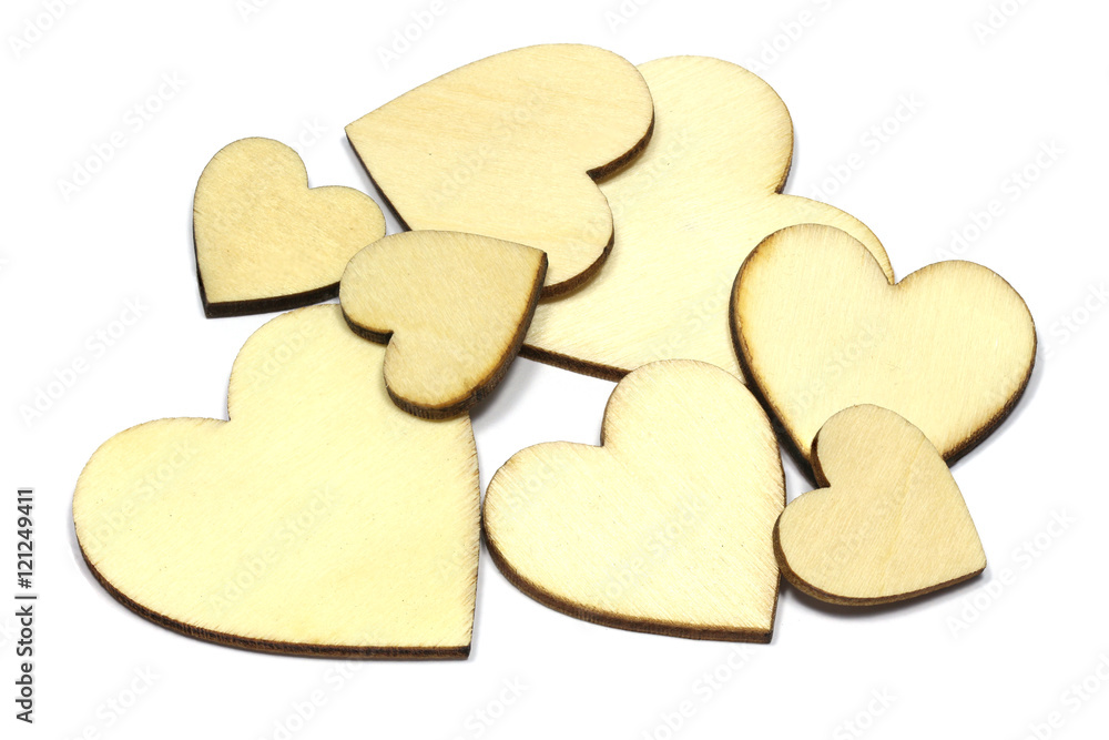 Set of wooden heart shape isolated on white background. Love symbol simple Set of wooden heart shape isolated on white background. Love symbol simple