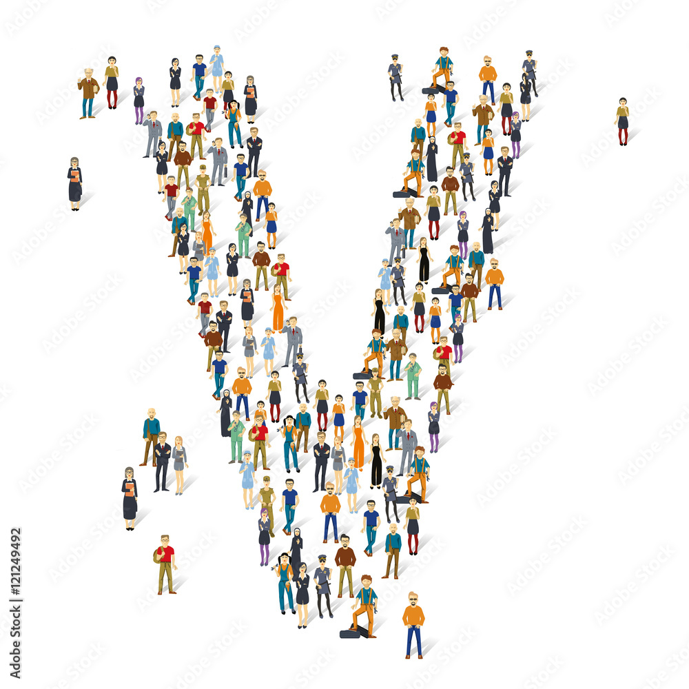 Crowded people vector alphabet figures and letters. Crowded people vector alphabet figures and letters.