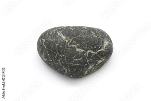 Single simple black natural stone isolated on white background