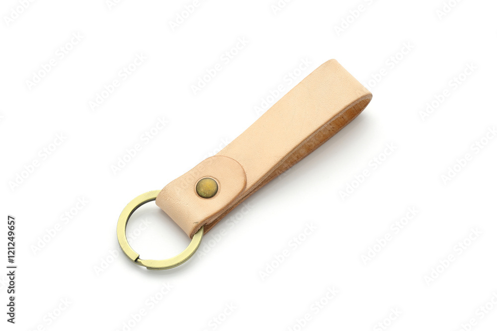 Leather key chain isolated on white background Leather key chain isolated on white background