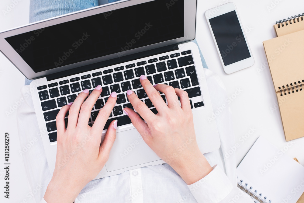Female typing on keyboard closeup Female typing on keyboard closeup