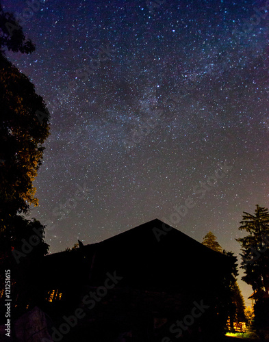  Starry sky above house