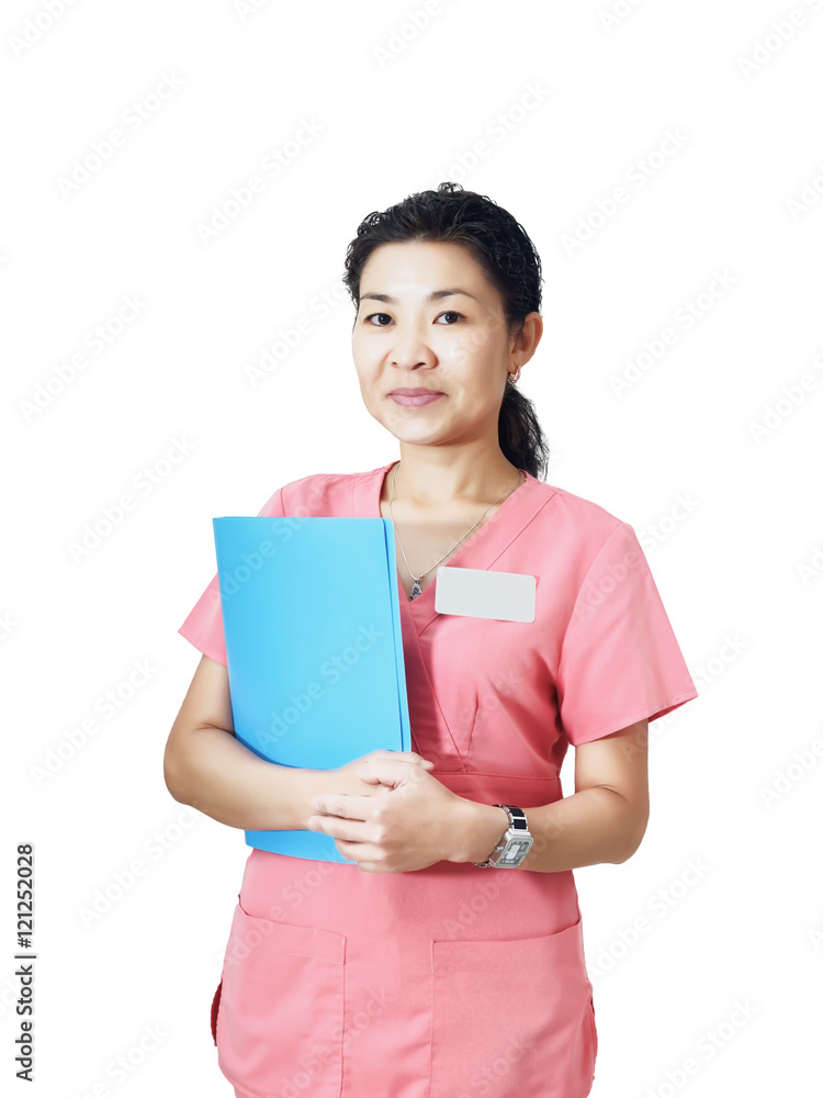 Portrait of young asian nurse isolated on white background Portrait of young asian nurse isolated on white background