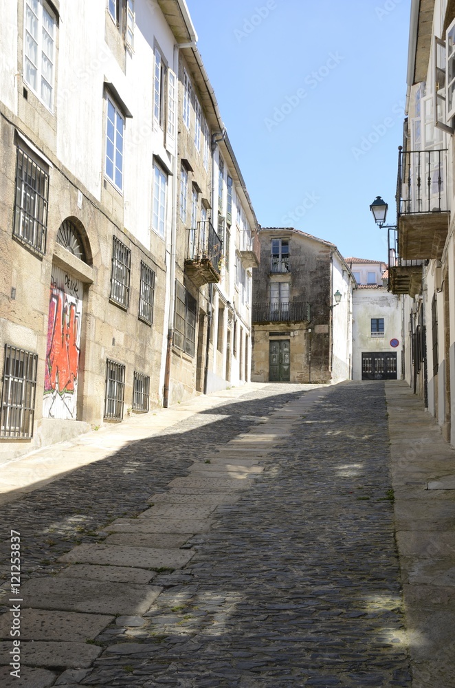 Fototapeta premium Street of Santa Cristina in Santiago de Compostela, Spain.