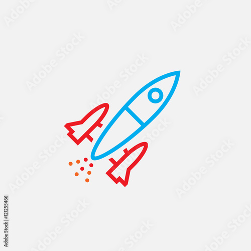 rocket line icon, colorful outline vector illustration, linear pictogram isolated on white