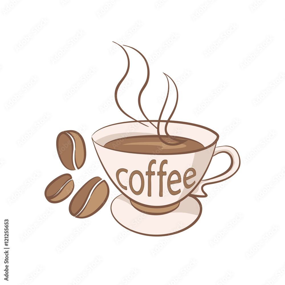 Obraz premium cup of coffee with grains vector illustration