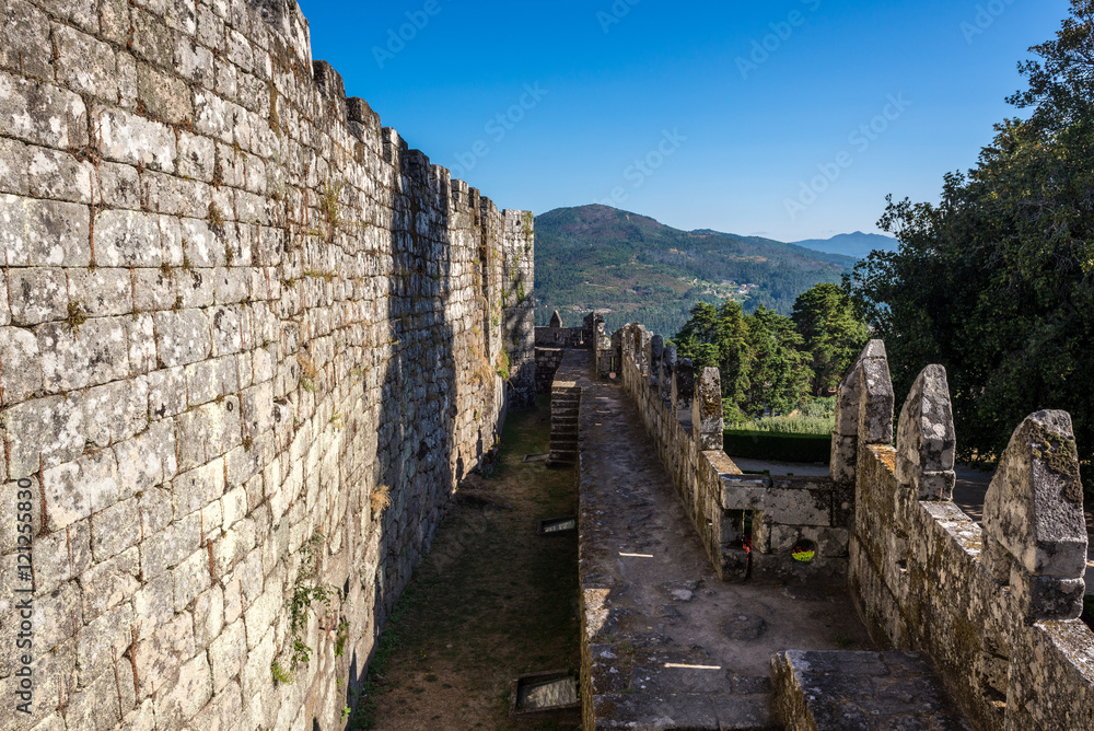 Battlements and ramparts of Soutomaior Castle, province of Pontevedra, Spain