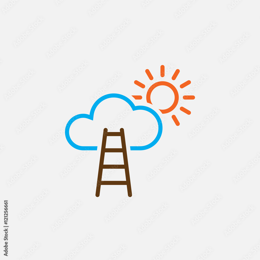 Stairway to sky line icon, colorful career outline vector illustration, linear pictogram isolated on white Stairway to sky line icon, colorful career outline vector illustration, linear pictogram isolated on white