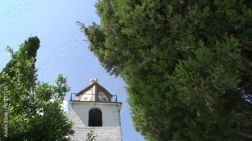 Church to street in Theologos, Thassos Greece photo