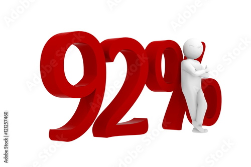 3d human leans against a red 92%