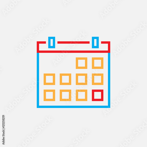 calendar line icon, colorful outline vector pixel perfect illustration, linear pictogram isolated on white