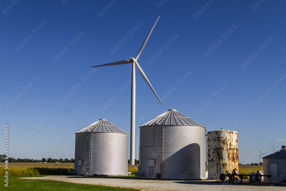 Wind Farm in Central Indiana. Wind and Solar Green Energy areas Wind Farm in Central Indiana. Wind and Solar Green Energy areas
