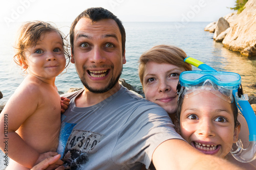 Funny family trip selfie photo