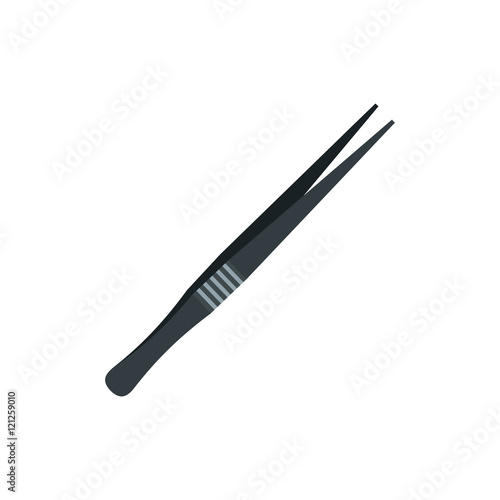 Metallic tweezers icon in flat style on a white background vector illustration photo