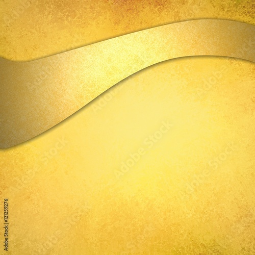 old gold background with gold wavy ribbon or banner, fancy Christmas background layout