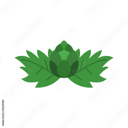 Hop cone icon in flat style on a white background vector illustration