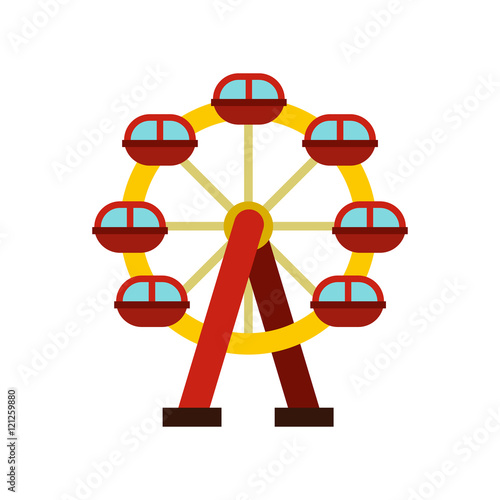 Ferris wheel icon in flat style on a white background vector illustration