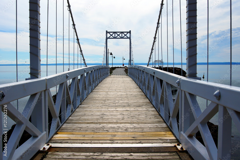 Wood and metal bridge perspective