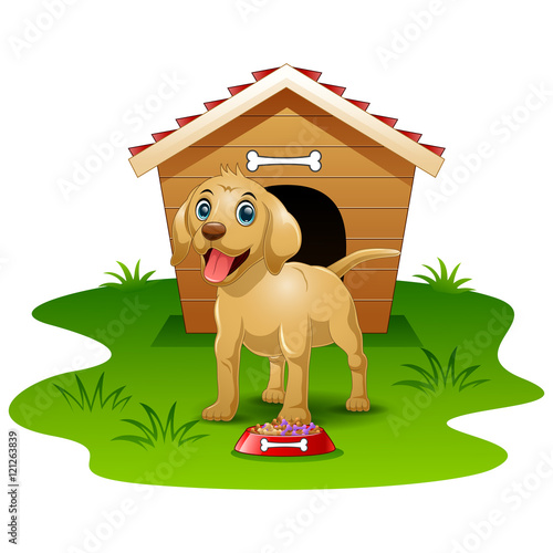 Happy dog wood house isolated