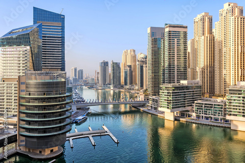 Photography View of Dubai Marina skyscrapers in Dubai, UAE