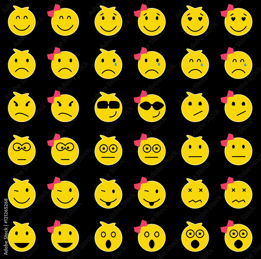 Set of different color smiles Set of different color smiles