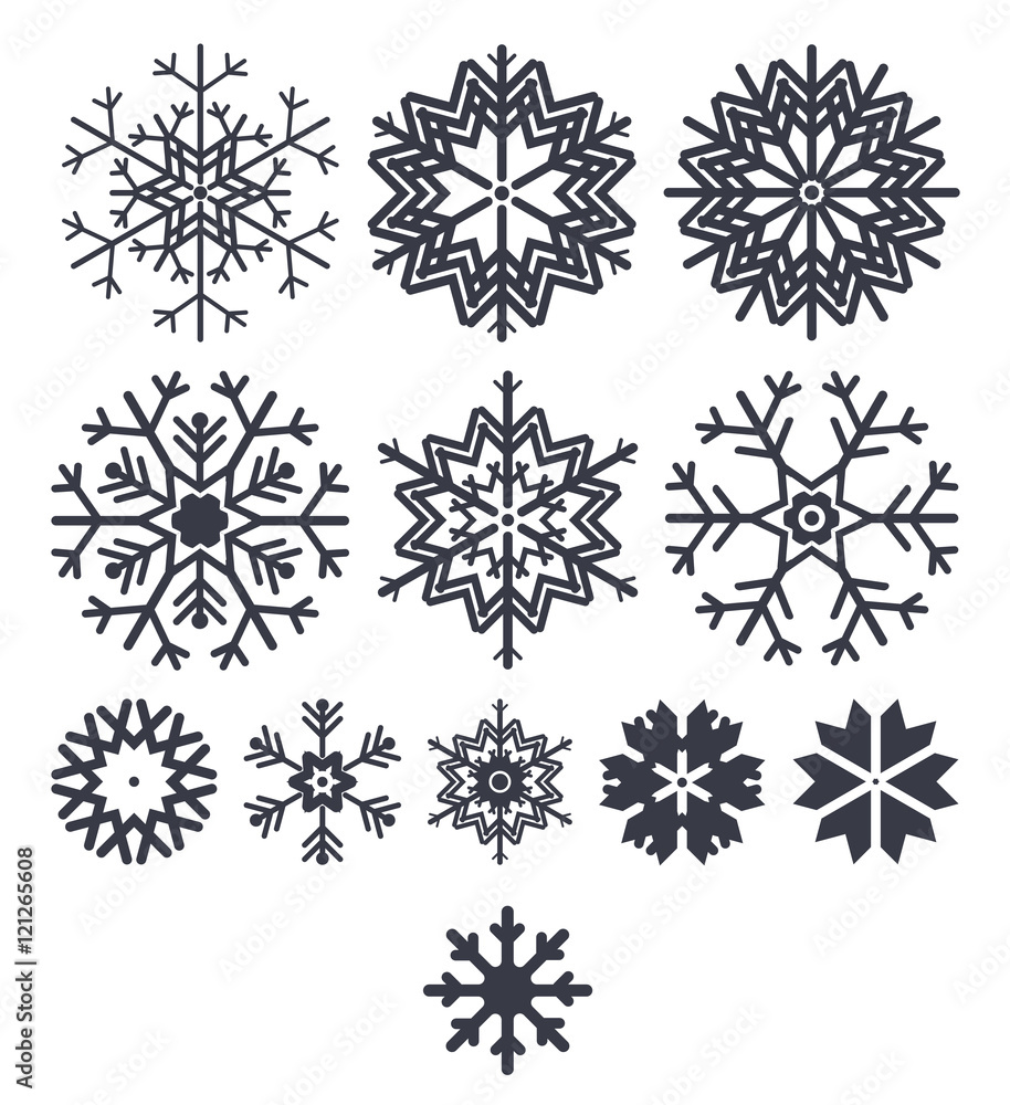 Snowflake icon collection isolated on white background Snowflake icon collection isolated on white background
