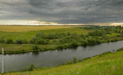 Summer landscape.River Upa in Tula region,Russia.