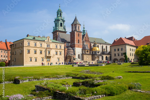 View of the Wawel Royal Archcathedral Basilica of Saints Stanislaus and Wenceslaus and Wawel castle on the Wawel Hill  Krakow  Poland.