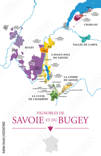 Carte du Vignoble de Savoie et du Bugey