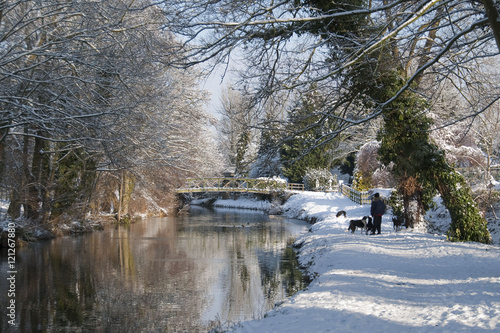 Winter at Bowers Lock, Wey Navigation, Burpham, Guildford, England  photo