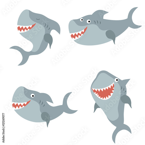 Set funny sharks