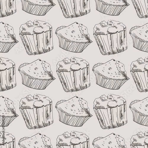 hand-drawn muffin  on white background
