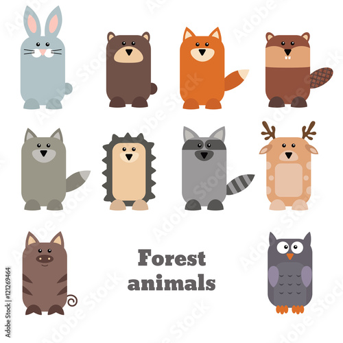 Set of cute forest animals