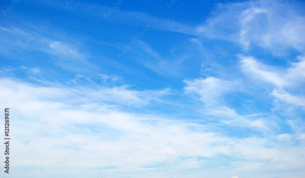 Blue sky background with tiny clouds