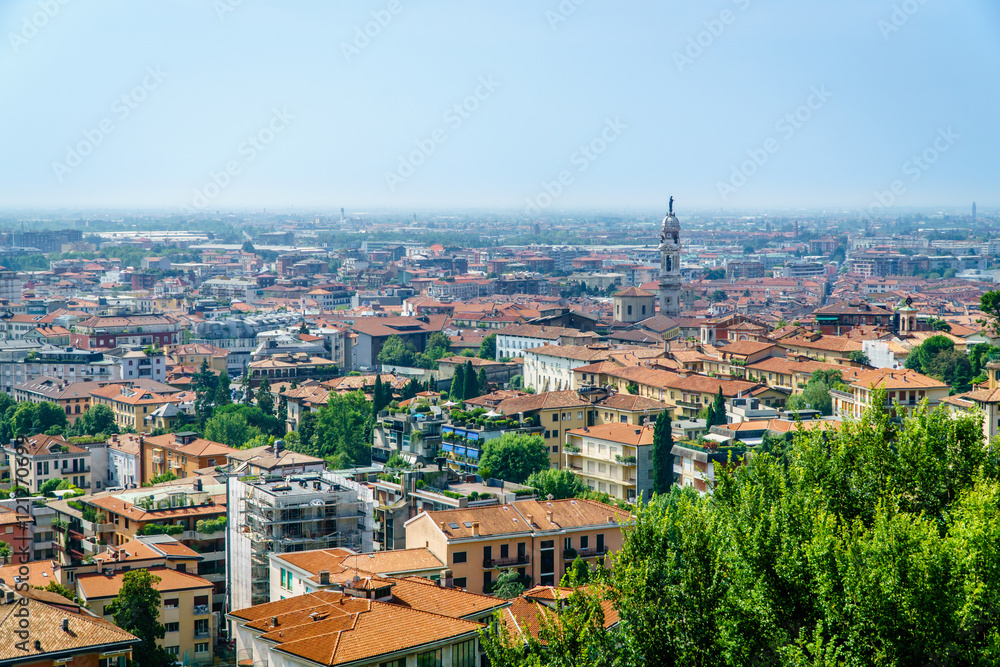 Panoramic view of lower town in Bergamo Italy