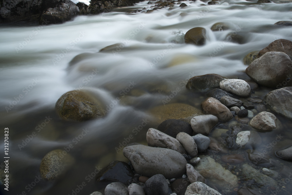 Fototapeta premium Stream flowing through rocks, Whistler, British Columbia, Canada