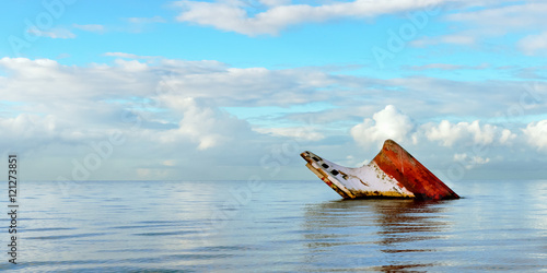 Принти на полотні Ship wreck rusty landscape sinking into the sea Trinidad and Tobago