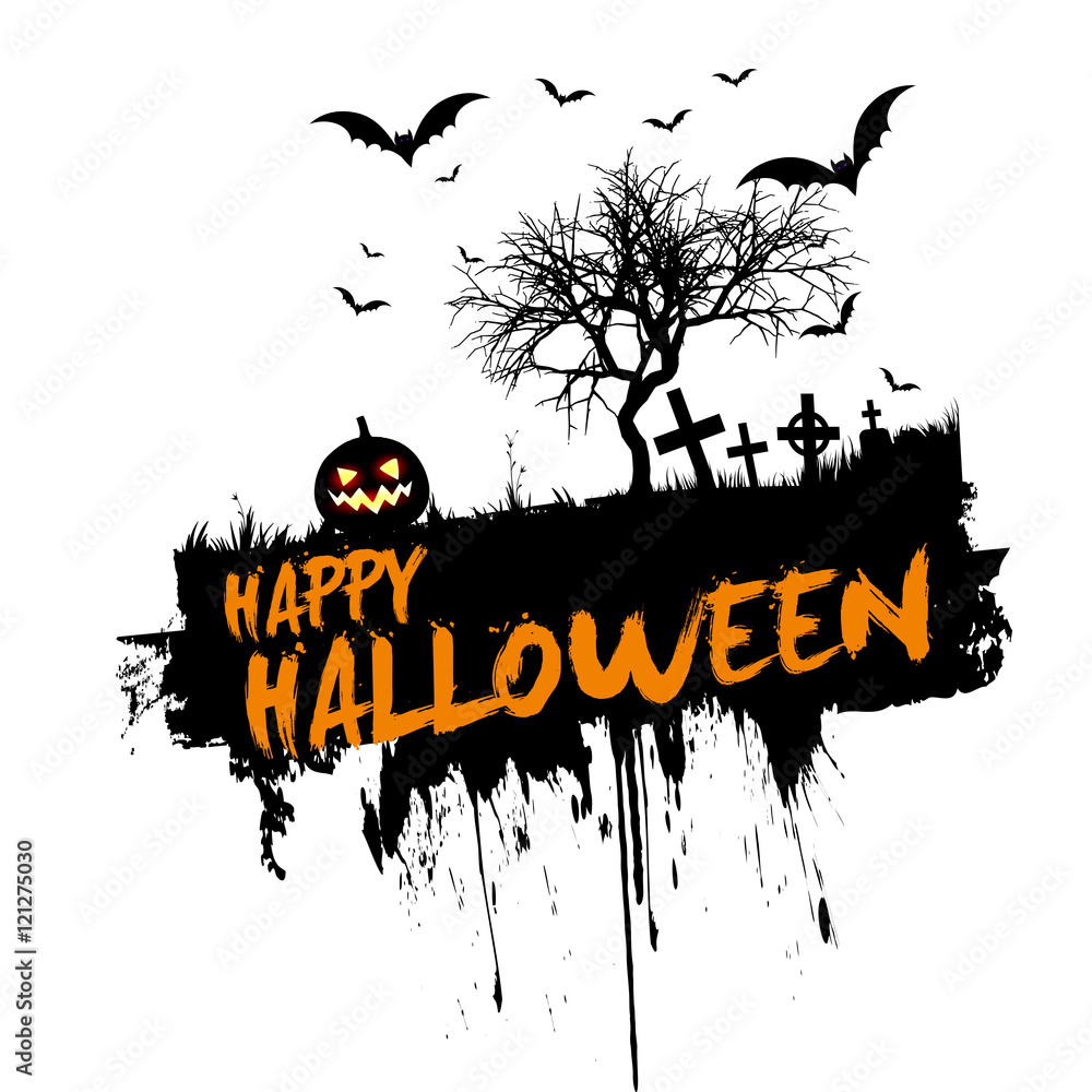 Postcard in honor of Halloween. Scary background. Halloween in October. Pumpkin. Happy Halloween. Halloween background.
